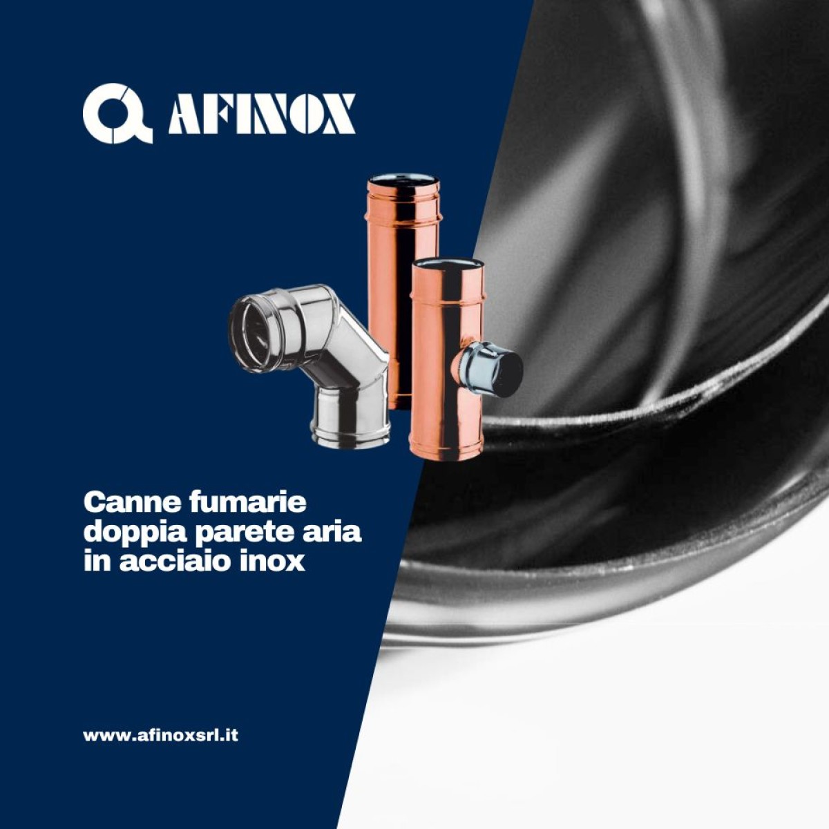 CANNA FUMARIA TUBO DOPPIA PARETE IN ACCIAIO INOX O RAME